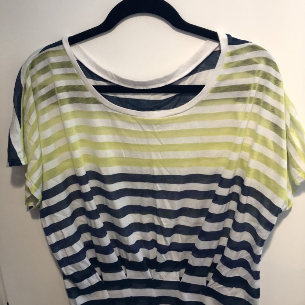 Blue and yellow striped T-shirt
